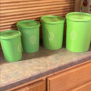 Tupperware Lime Green canister set